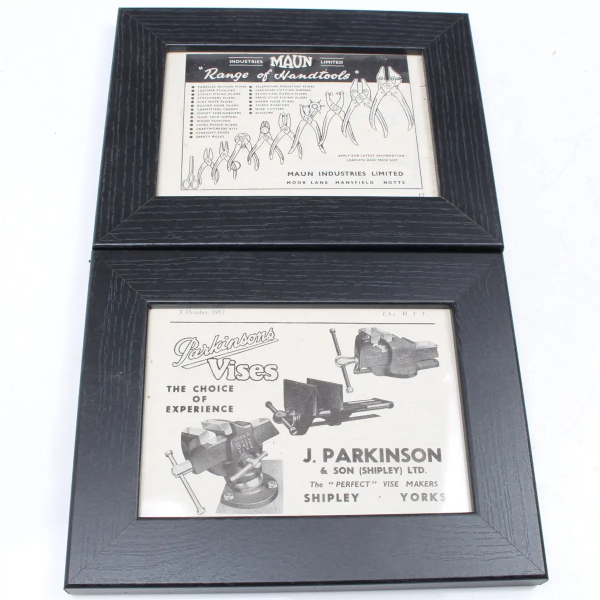 2X 1950'S Framed Tool Pictures - Size: A6 1