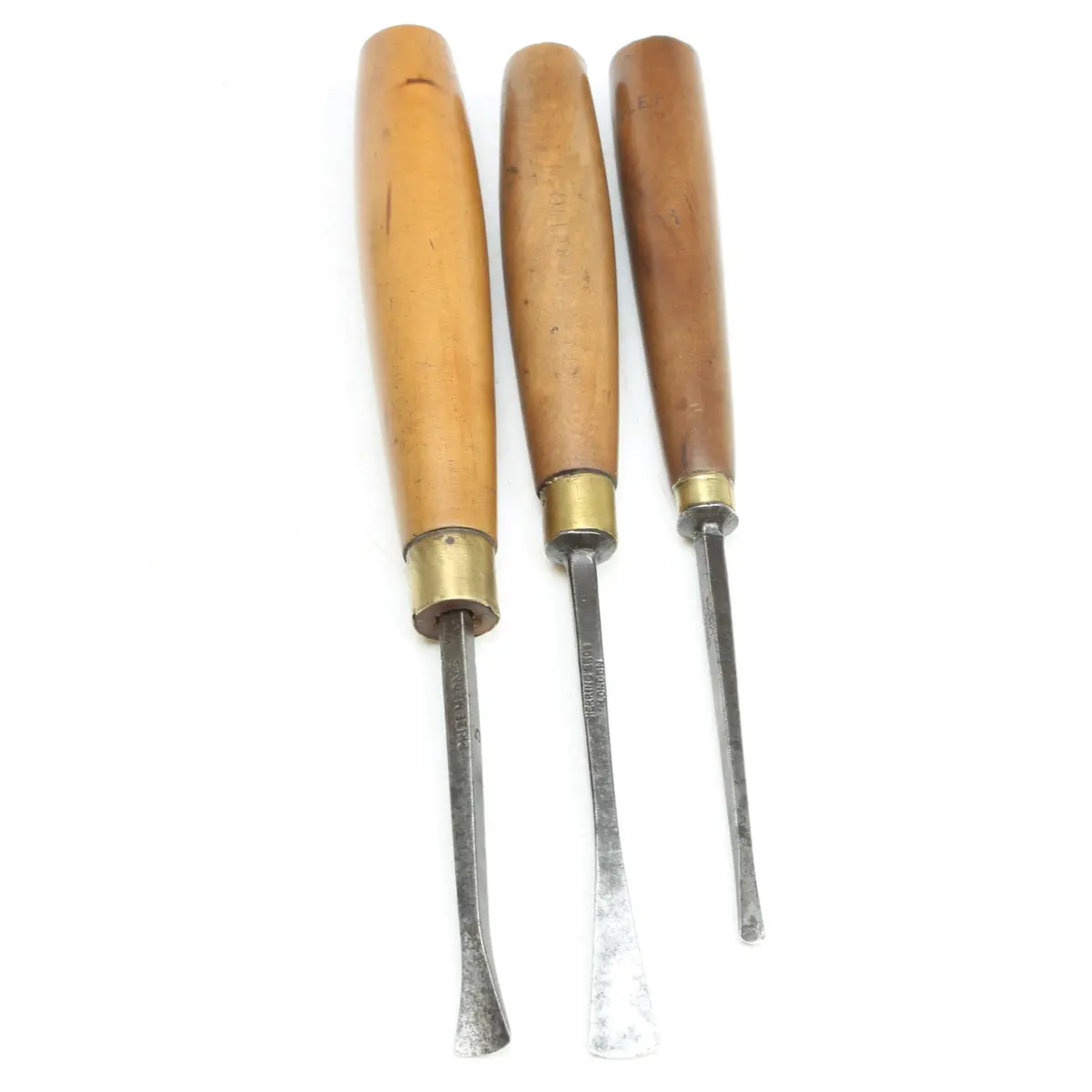 3X Old Herring (London) Wood-Carving Tools - Fishtail (Boxwood) 1