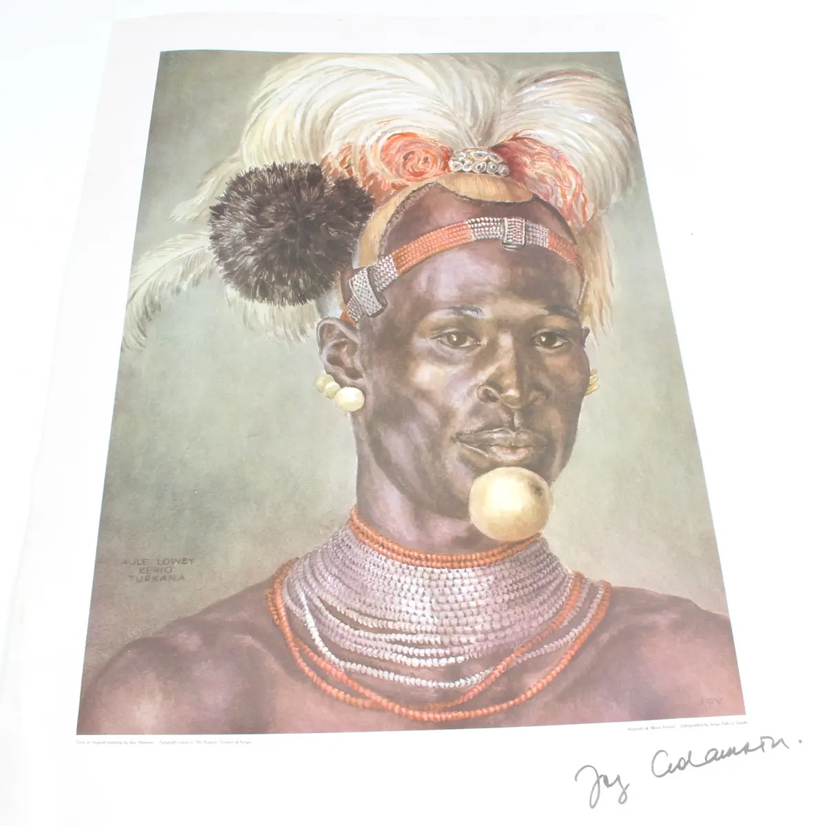 Old Signed 'Joy Adamson' Print Of African Tribes Person 1