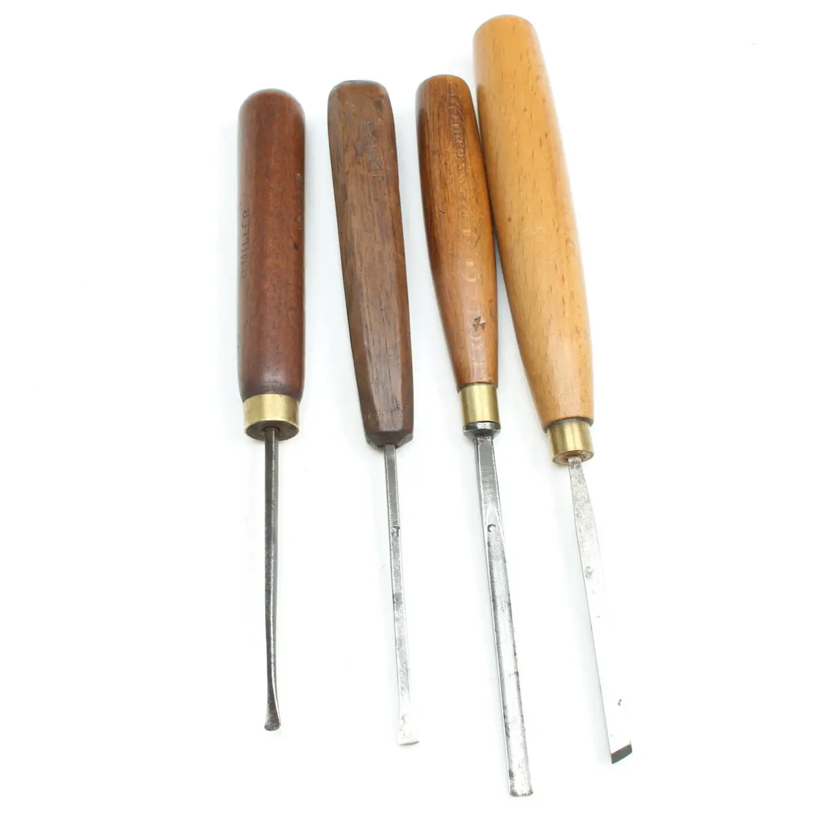 4X Old Wood-Carving Tools (Beech) 1