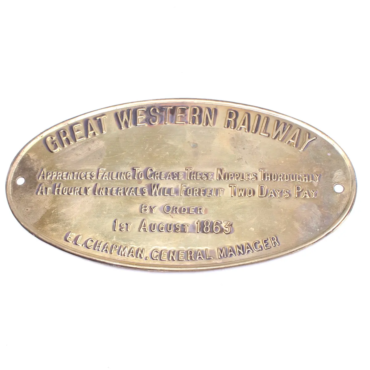 Vintage Great Western Railway Sign / Plaque - Grease These Nipples 1