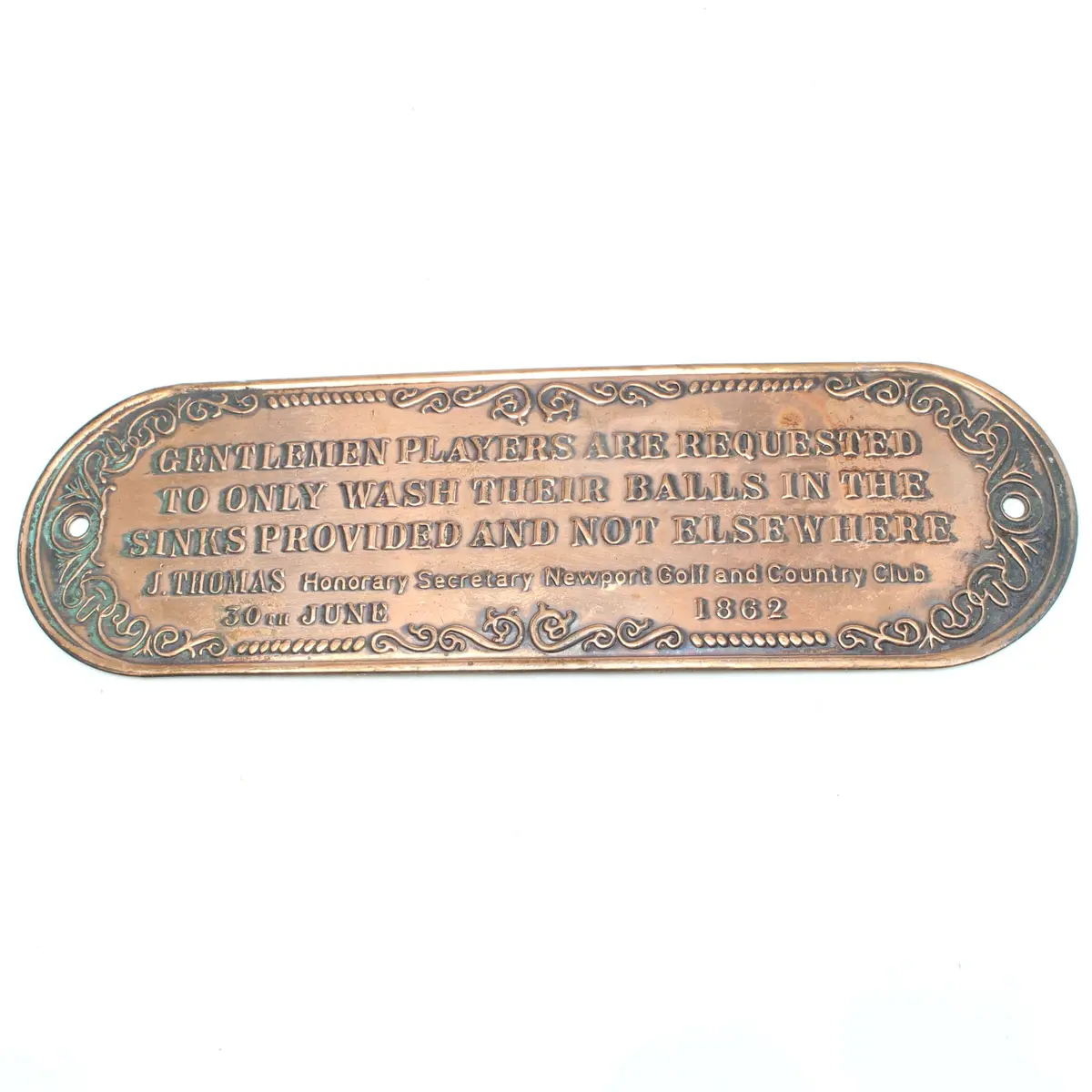 Vintage Copper Sign / Plaque - Wash Their Balls 1