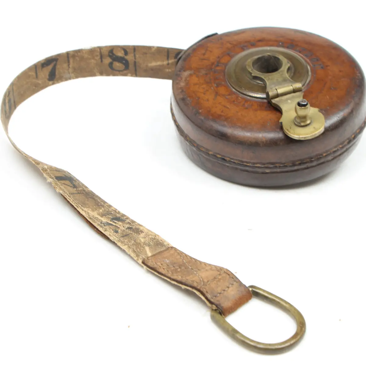 Sold - Early James Tree & Co Leather Tape Measure - 30Ft 1
