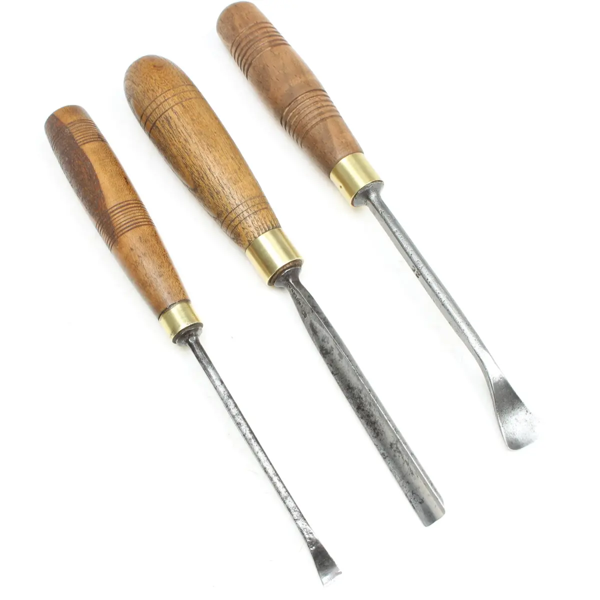 3X Old Carving Tools - Gouge, Spoon (Beech) 1