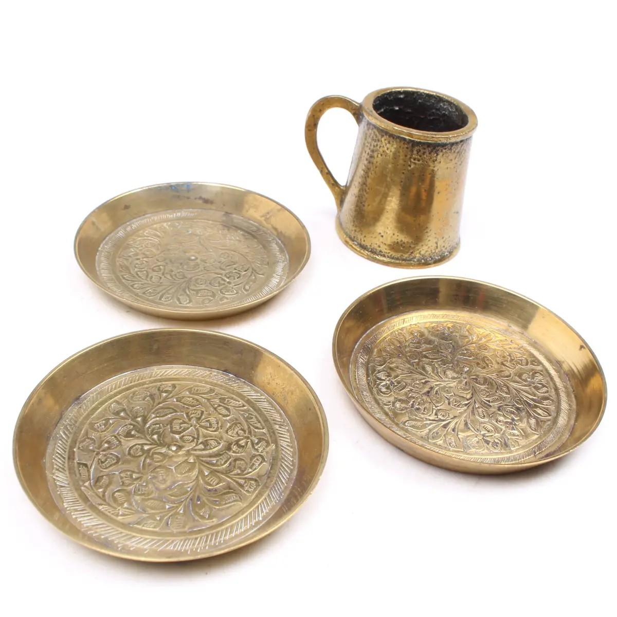3X Vintage Small Indian Coasters + Small Peerage Tankard 1