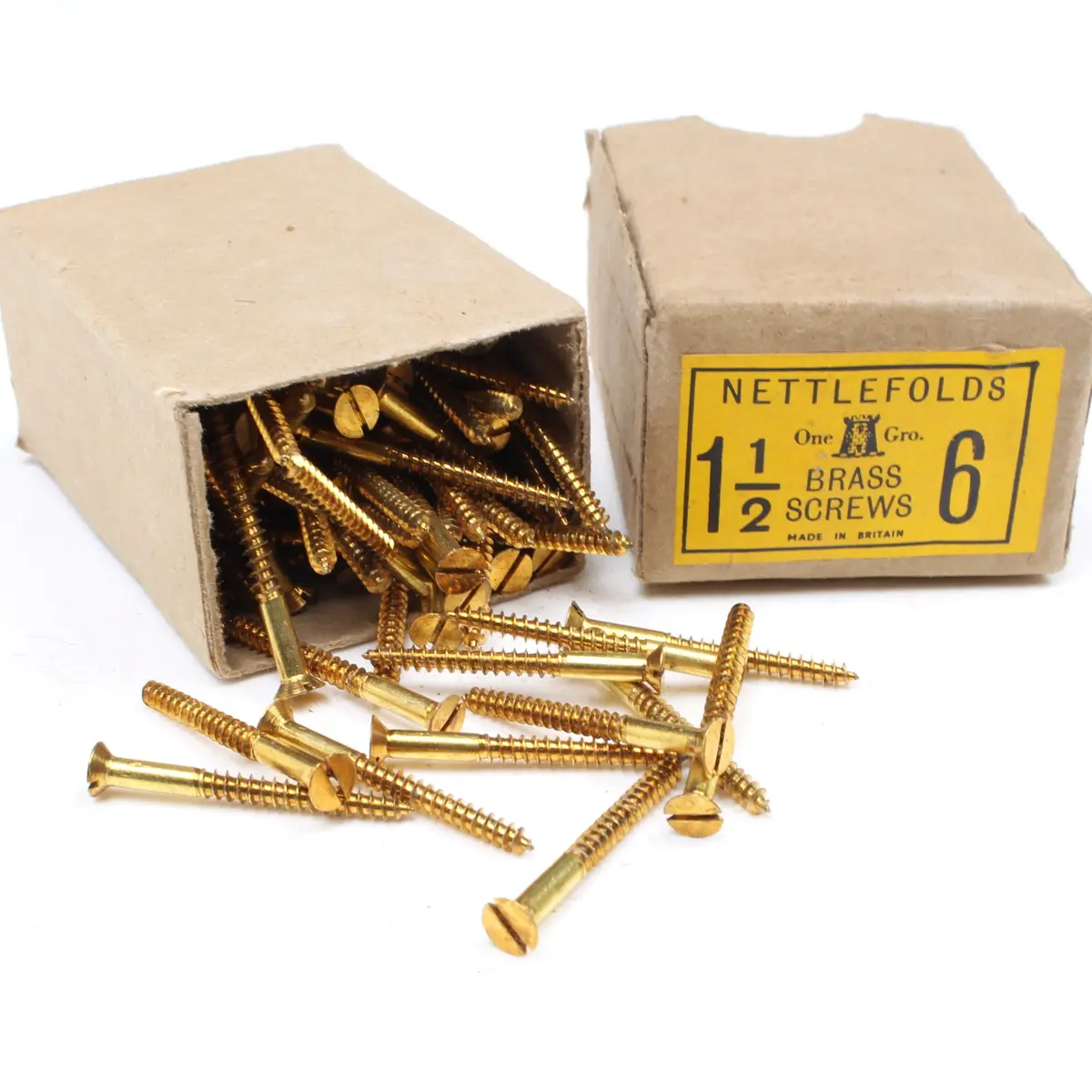 Box Of Nettlefolds C’Sunk Brass Screws – 1 1/2” X 6 1