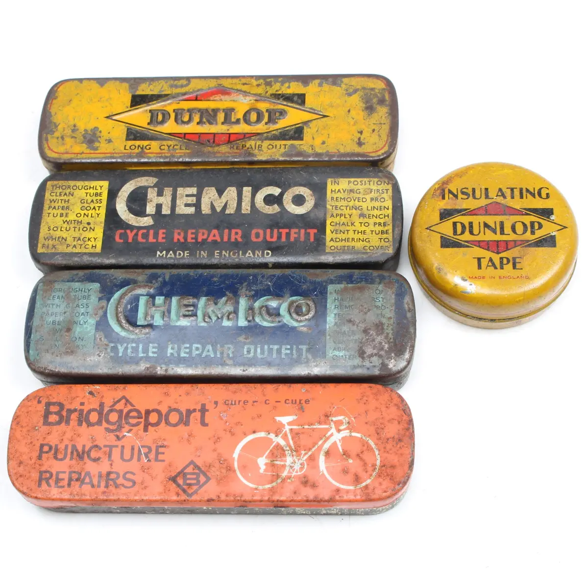 5X Old Bike Cycle Repair Tins 1
