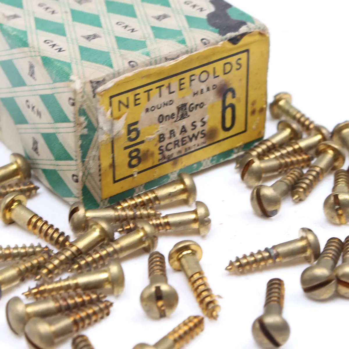 Sold - 94X Nettlefolds Round Head Brass Screws – 5/8” X 6 1