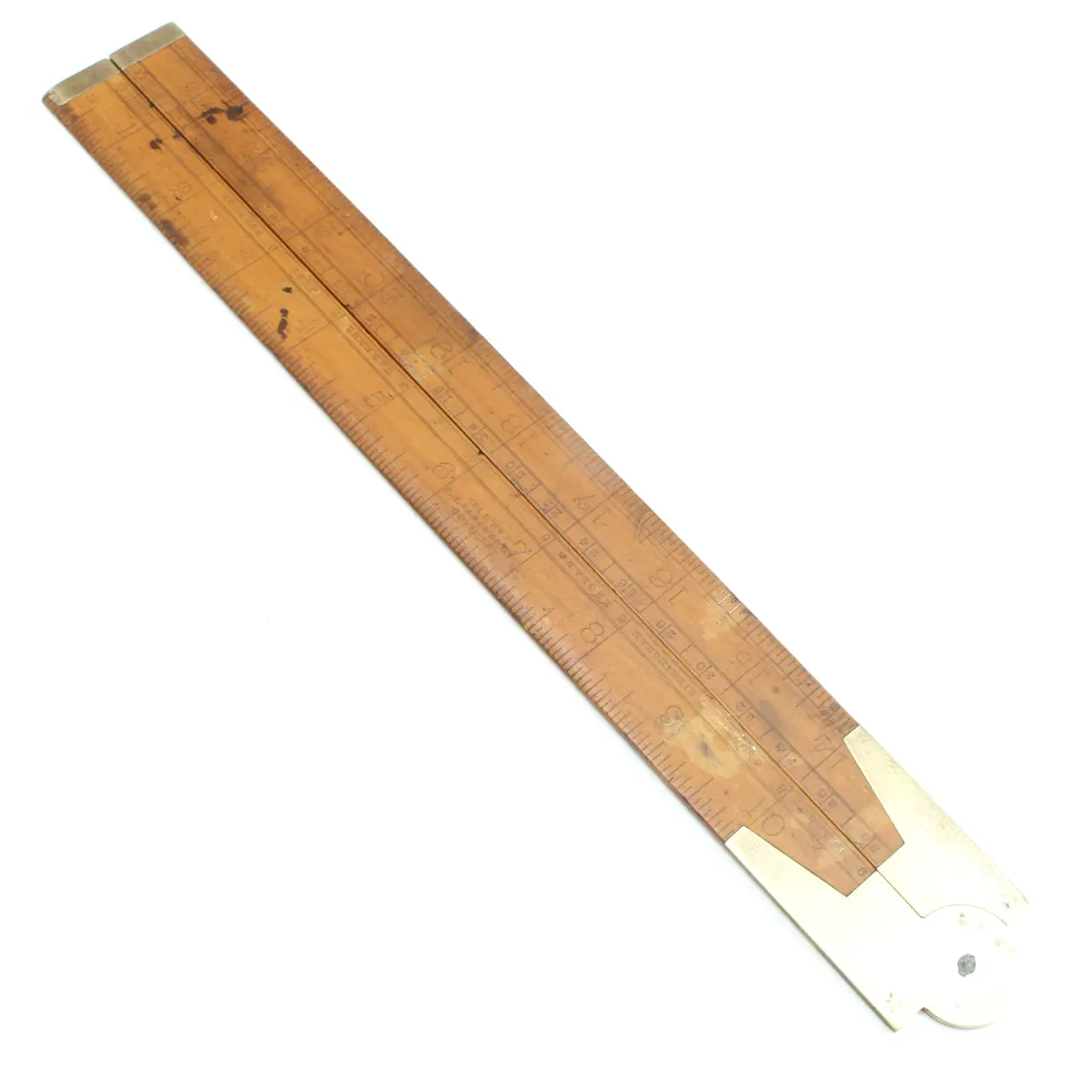 Old J Rabone Wooden Folding Rule With Coventry Advertising - 24" (Boxwood) 1