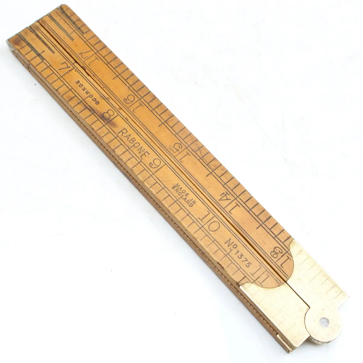 Old Rabone Wooden Folding Rule No. 1375 - 24" (Boxwood) 1