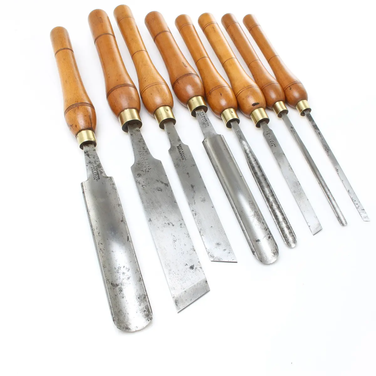 Sold - 8X Old Melhuish/Ward Woodturning Tools (Beech) 1