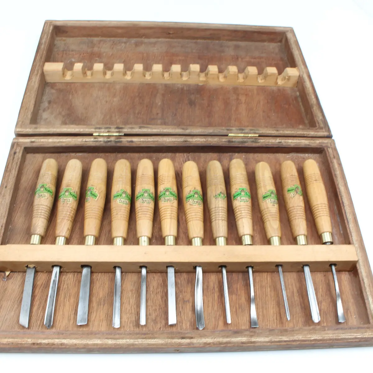 Sold - Old 12Pc Henry Taylor Wood Carving Tools Set (Beech) 1