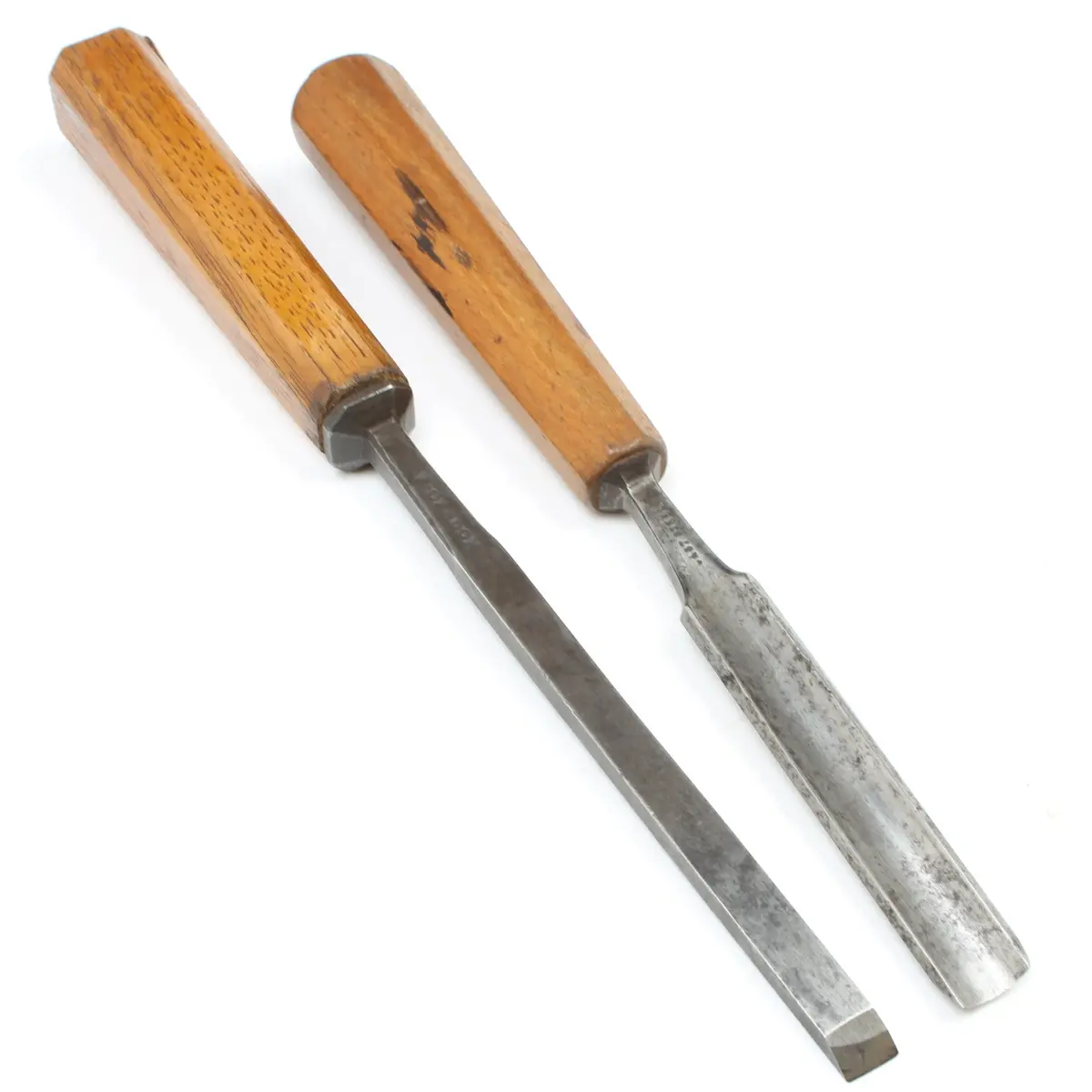 Old Octagonal Handled Gouge + Chisel - 3/8", 1/2" (Beech) 1