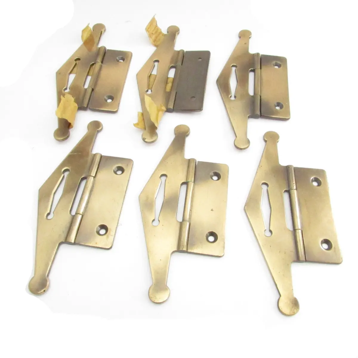 6X Brass Ornate Hinges 1