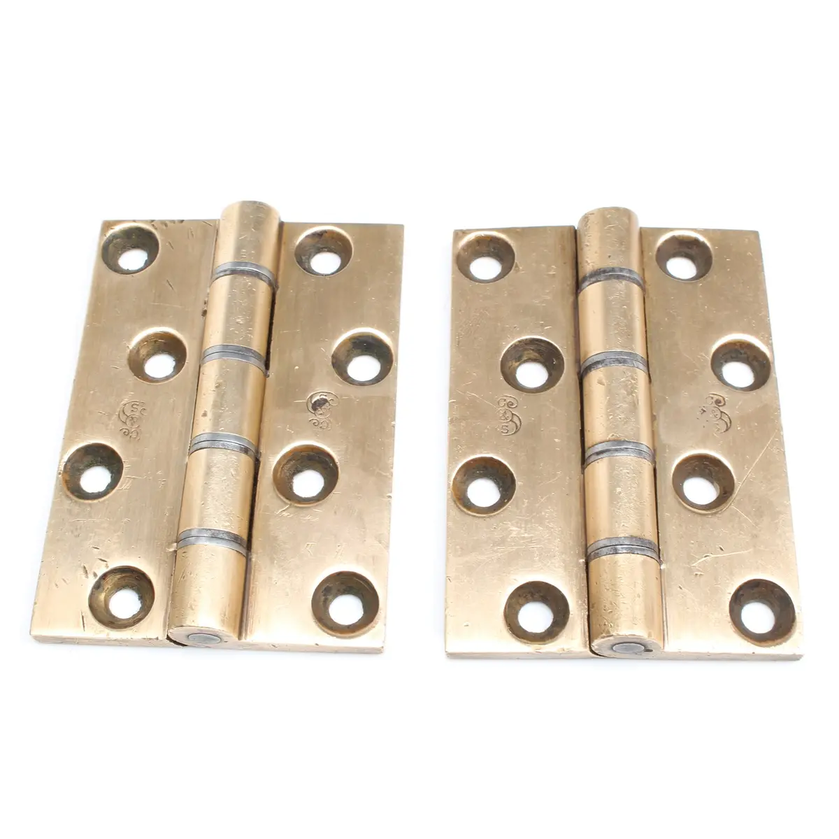 2X Steel Washered Thick Brass Hinges - 4" 1