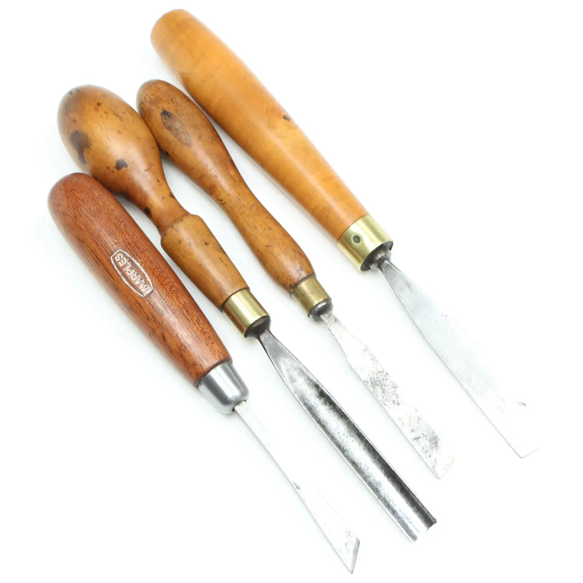 4X Old Small Wood Carving Tools (Boxwood, Mahogany) 1