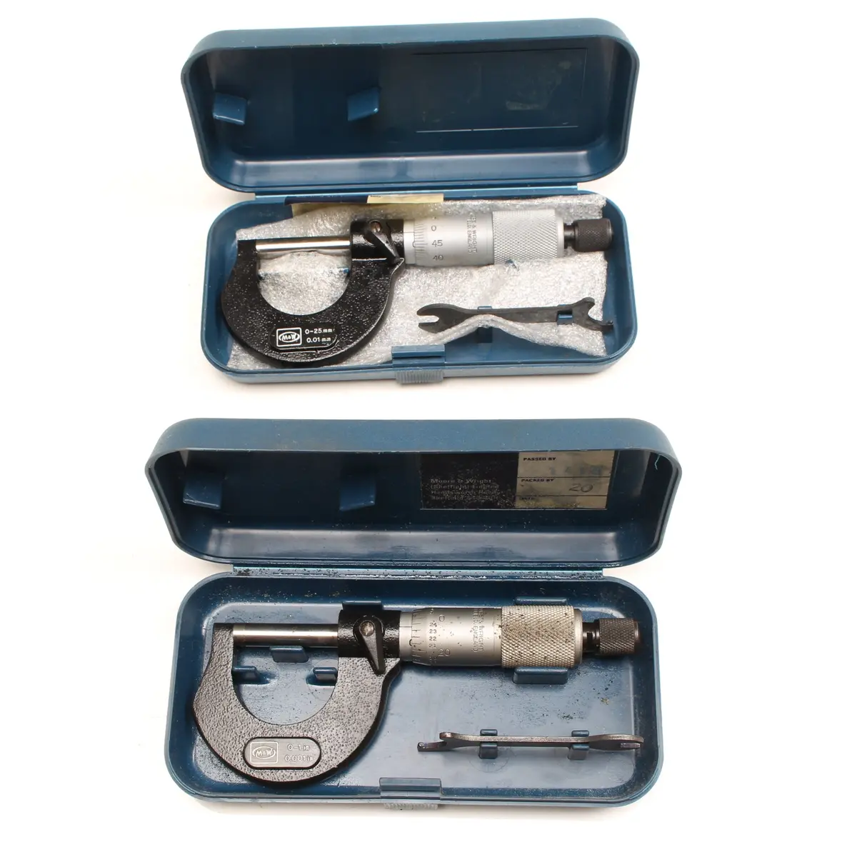 2X Moore And Wright Micrometers 0-25Mm, 0-1In 1