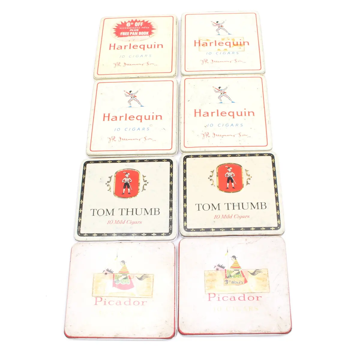 8X Old Small Cigar Tins 1