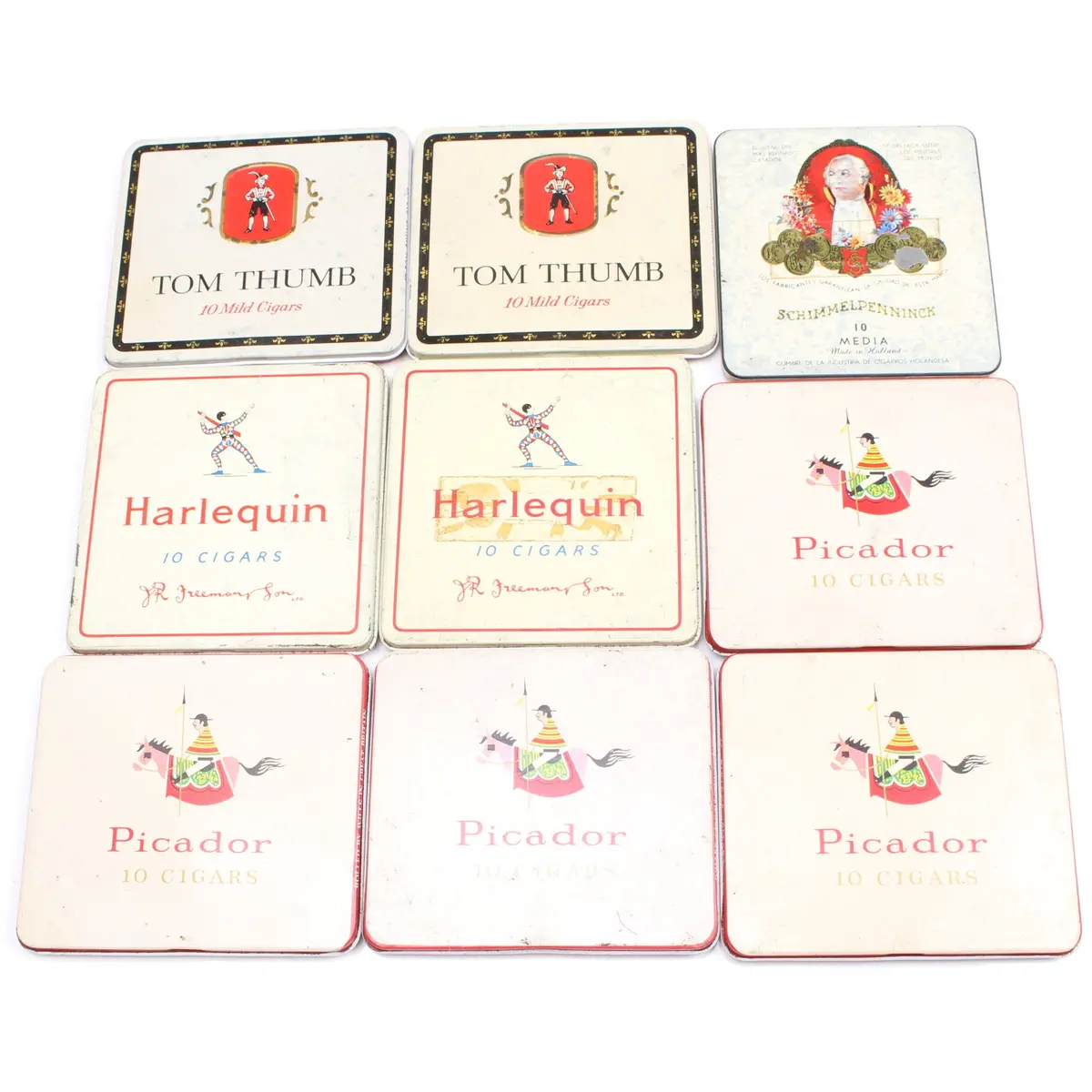 9X Old Small Cigar Tins 1