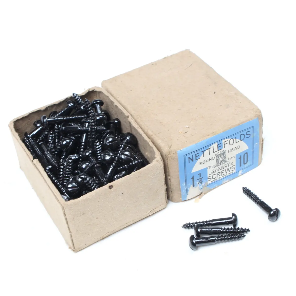 20 X Nettlefolds Japanend Screws - Round Head – 1 1/4” X 10 1