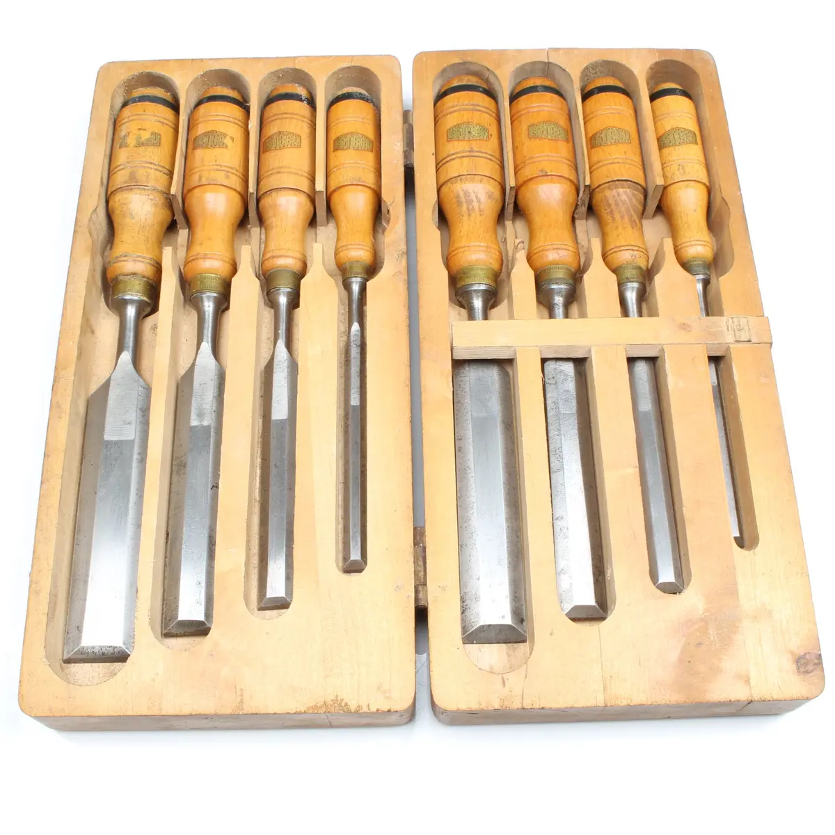 Old 8-Piece Sweden Bevel Edge Chisels Boxed Set 1