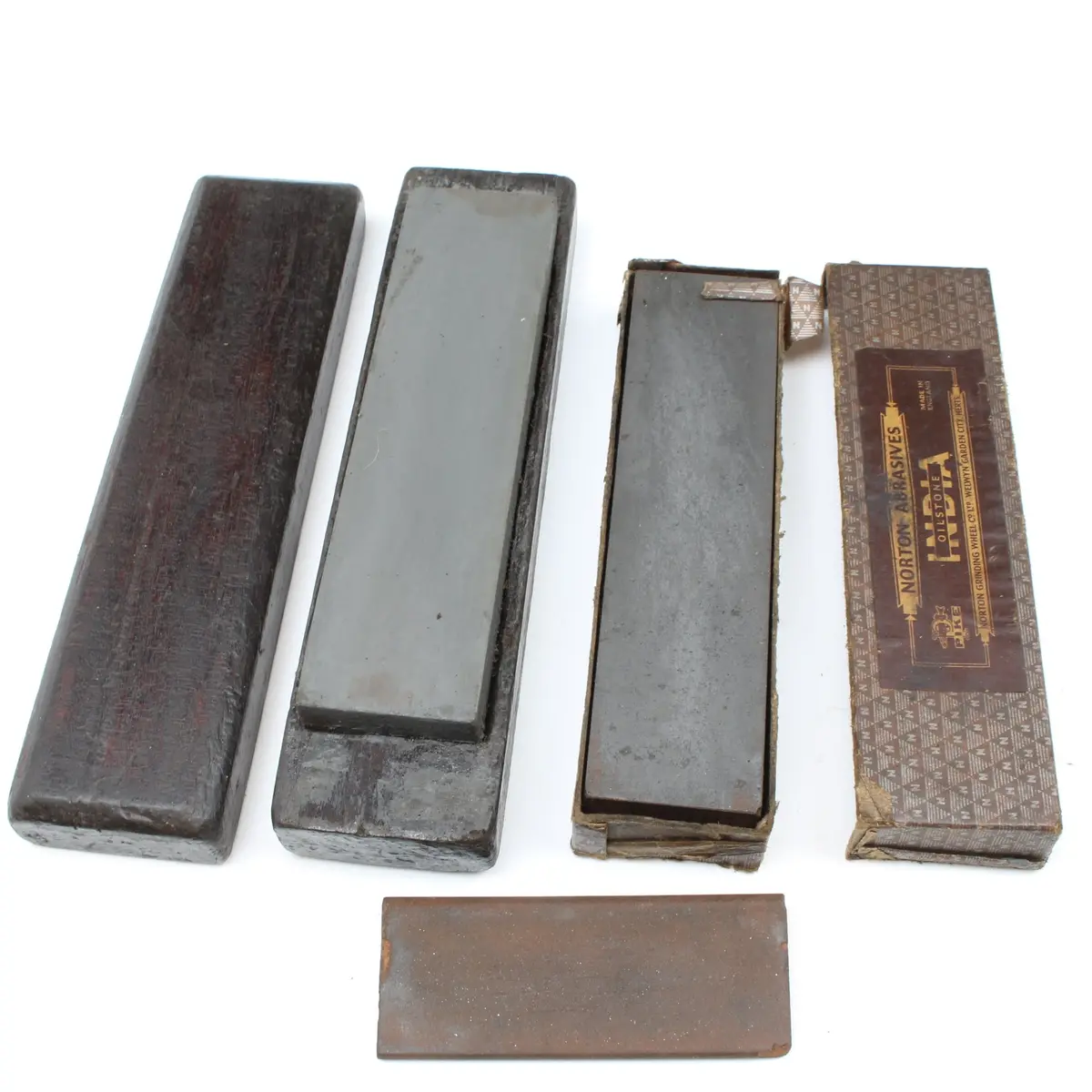 2X Oilstone Sharpening Stones & Slipstone (Mahogany) 1