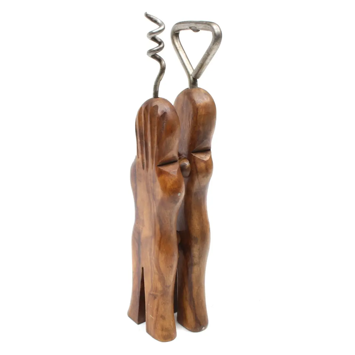 Naughty Embracing Bottle Opener & Corkscrew (Olive Wood) 1