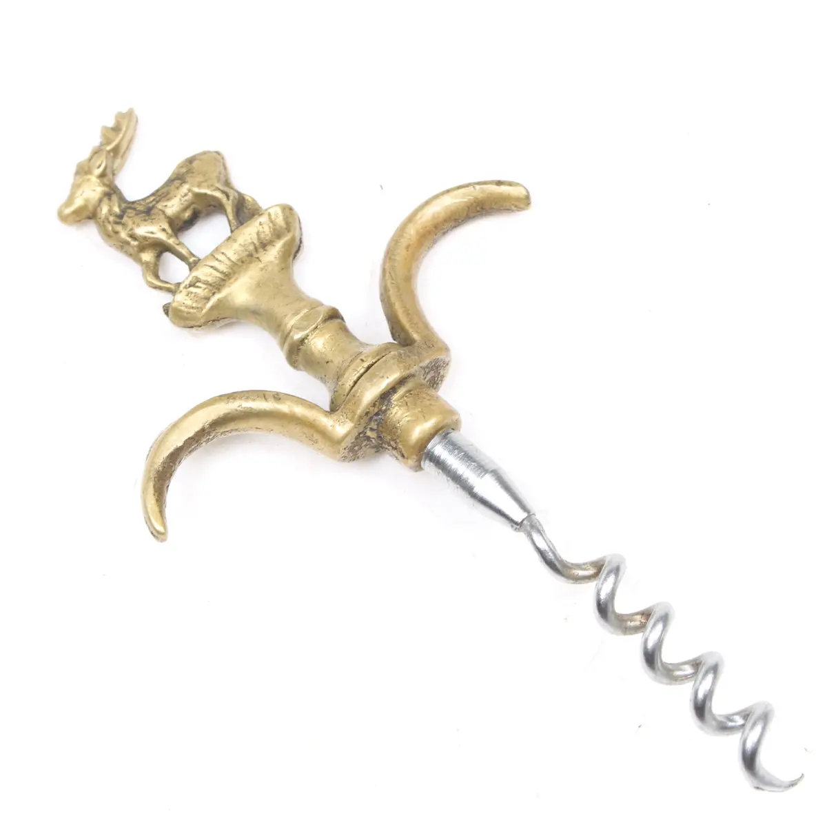 Vintage Brass Stag Corkscrew 1