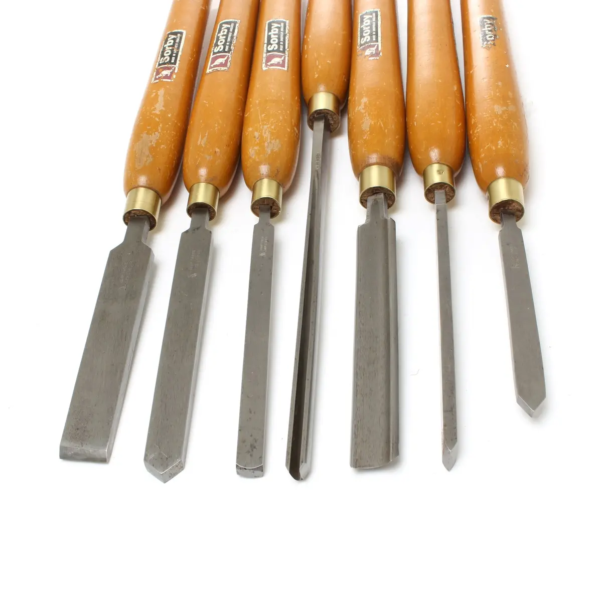 Sold - 7X Old Sorby Woodturning Tools (Beech) - Uk Only 1
