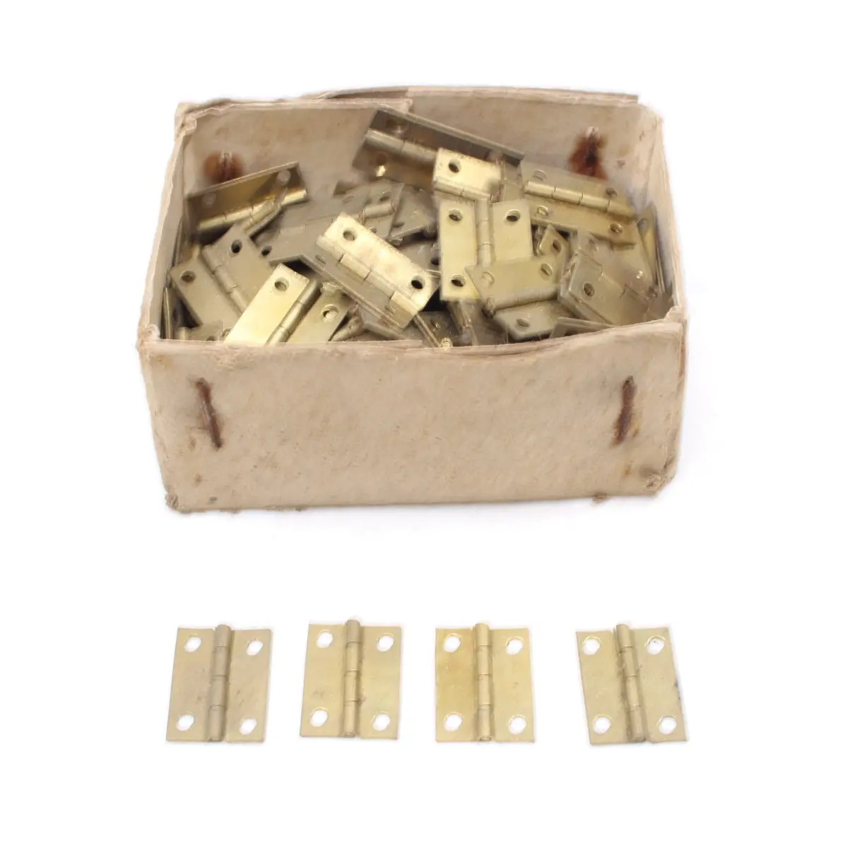 4X Small Brass Box Hinges - 3/4" 1