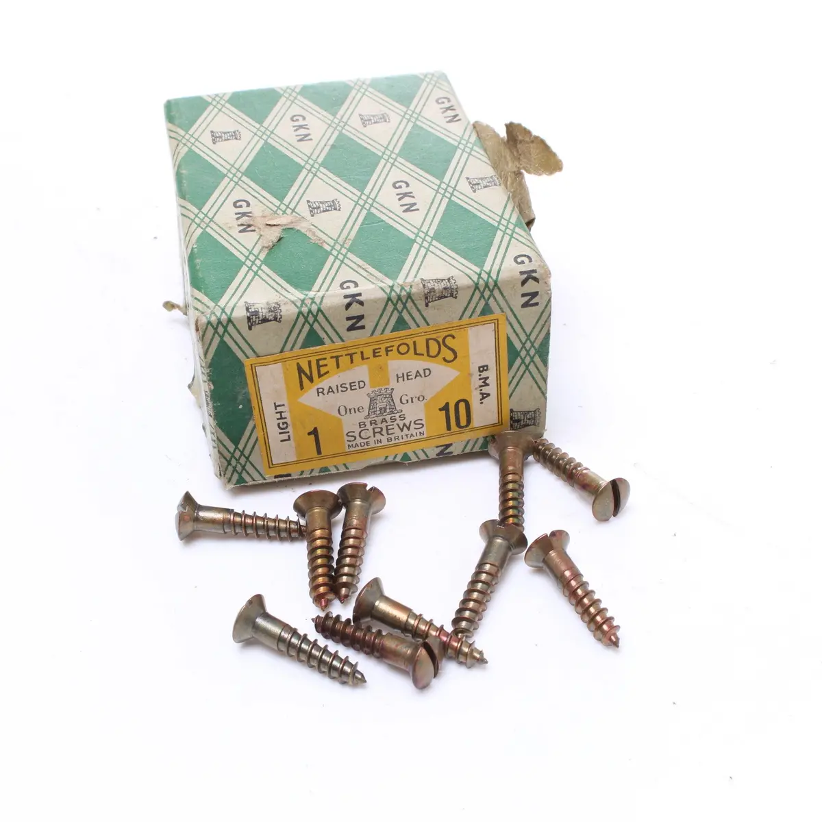 60X Nettlefolds Brass Screws – Light B.M.A – Raised Head – 1" X 10 1
