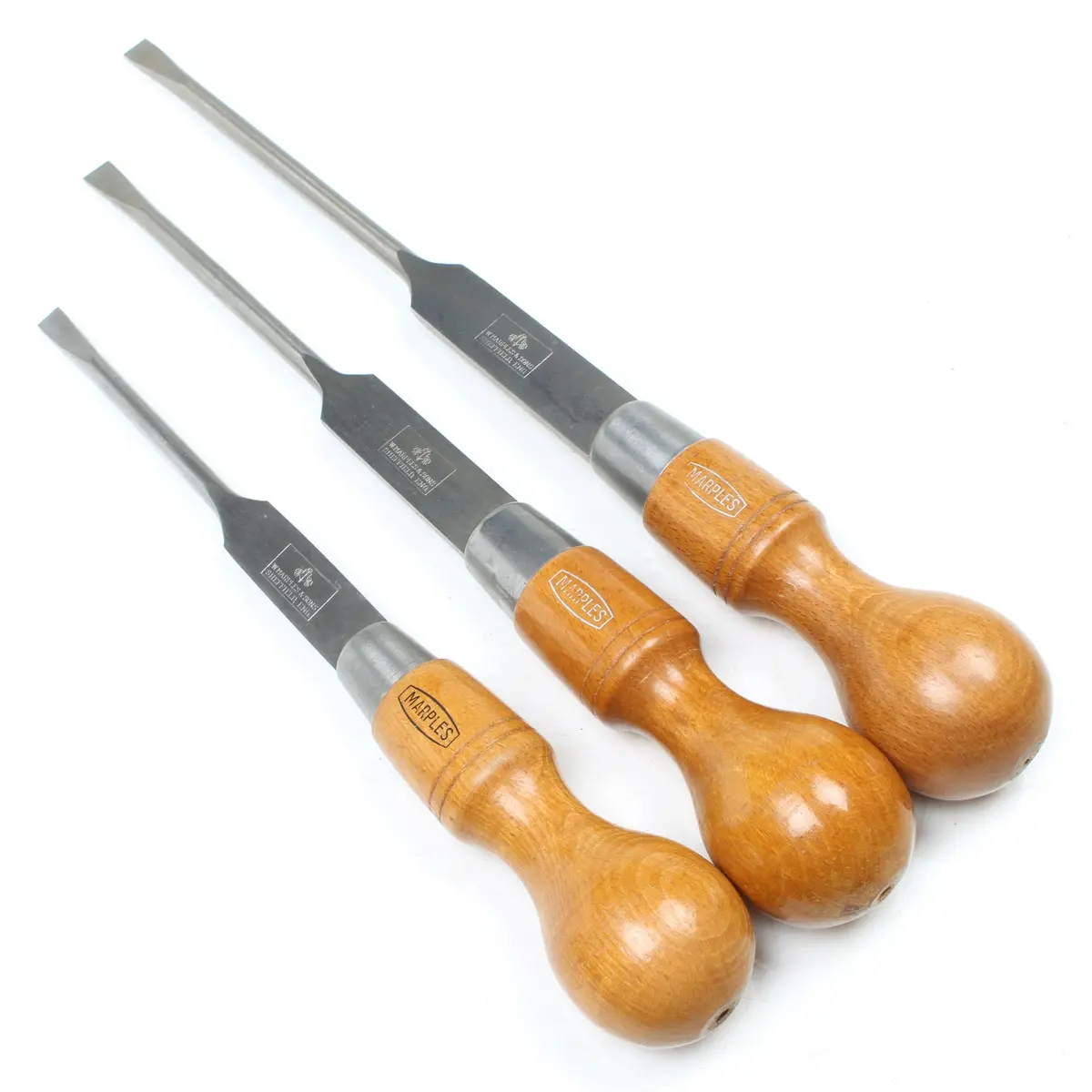 Sold - Old Graduated Marples "Skidproof" Screwdrivers Set (Beech) 2