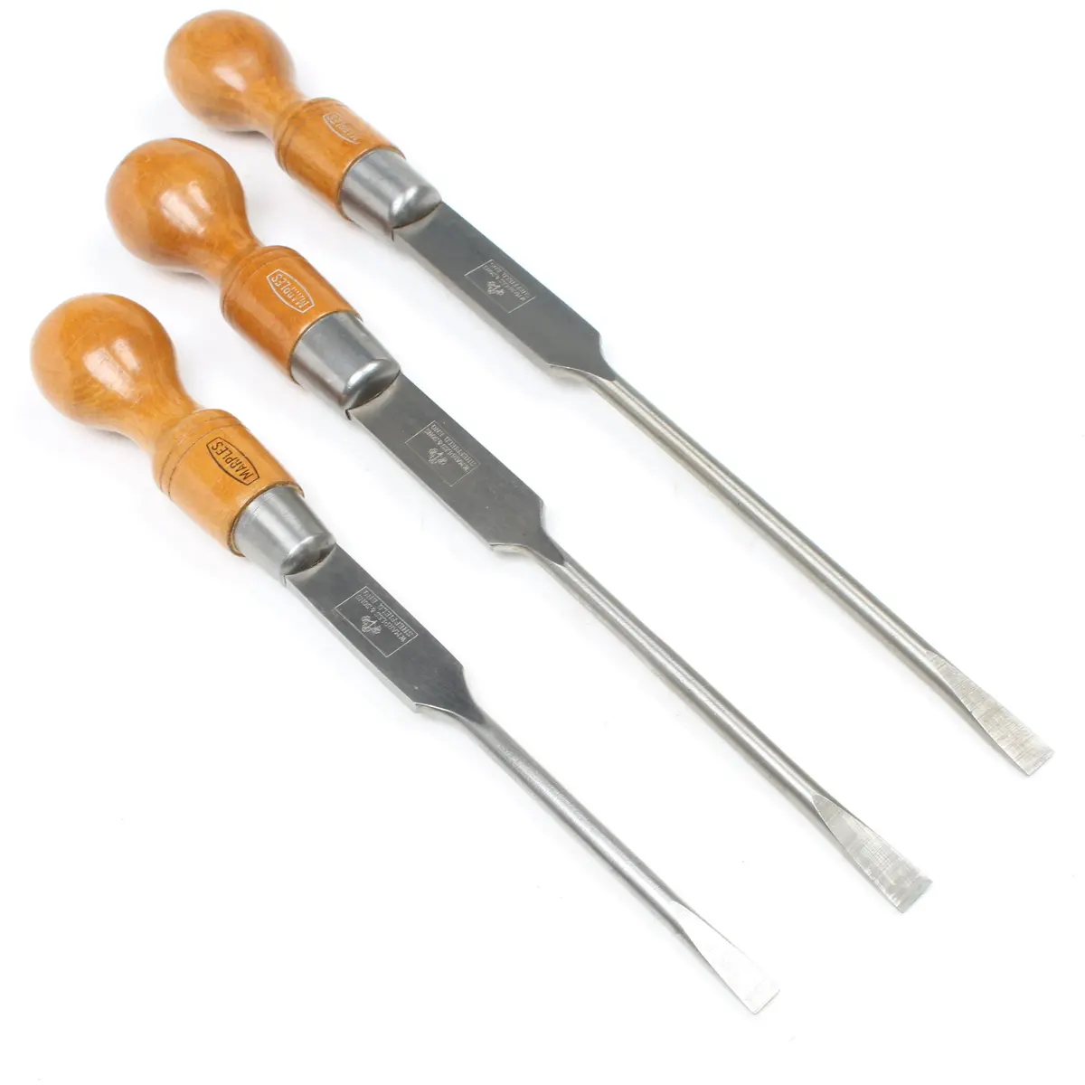 Sold - Old Graduated Marples "Skidproof" Screwdrivers Set (Beech) 1