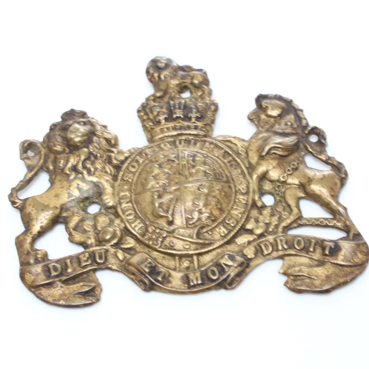 Old Dieu Et Mon Droit Badge 95Mm X 75Mm 1