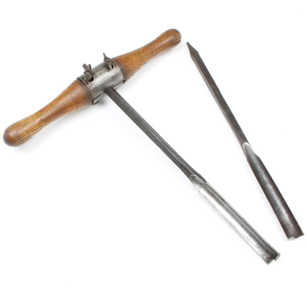 Sold - Old Drill Handle & 2X Long Auger Bits (Ash) 1