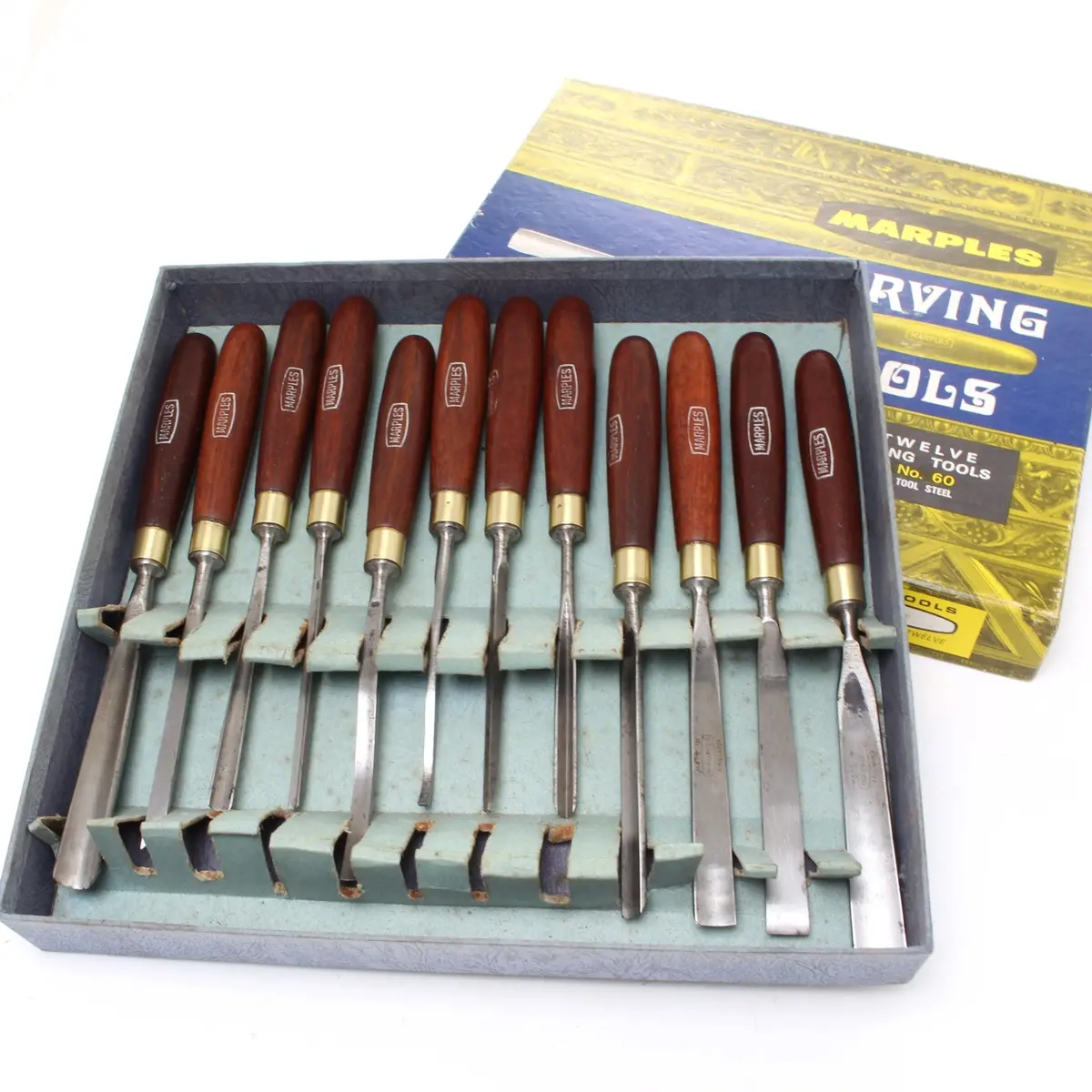 Sold - 12 Piece Marples Carving Tool Set No. 60 (Mahogany) 1