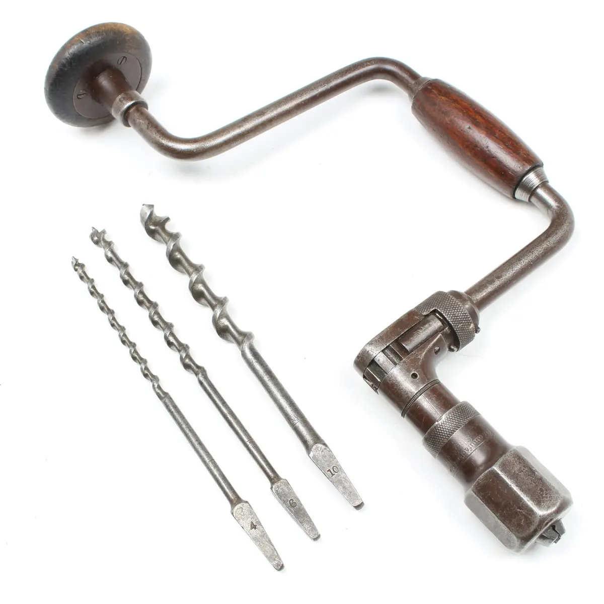 British Made Drill Brace No. 60 + 3X Twist Drill Bits (Beech) 1