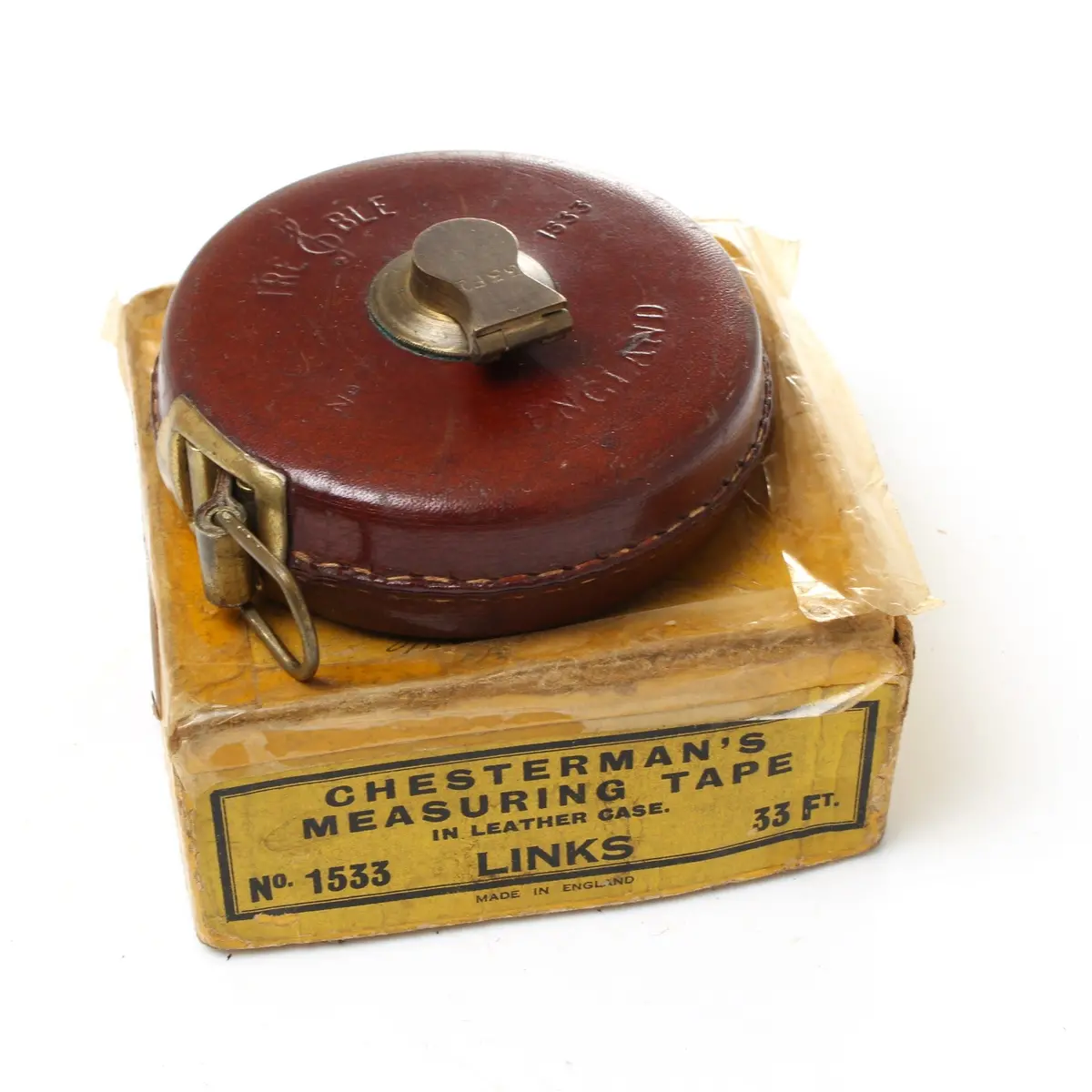 Sold - Chesterman Treble Leather Tape Measure No. 1533 - 33Ft 1
