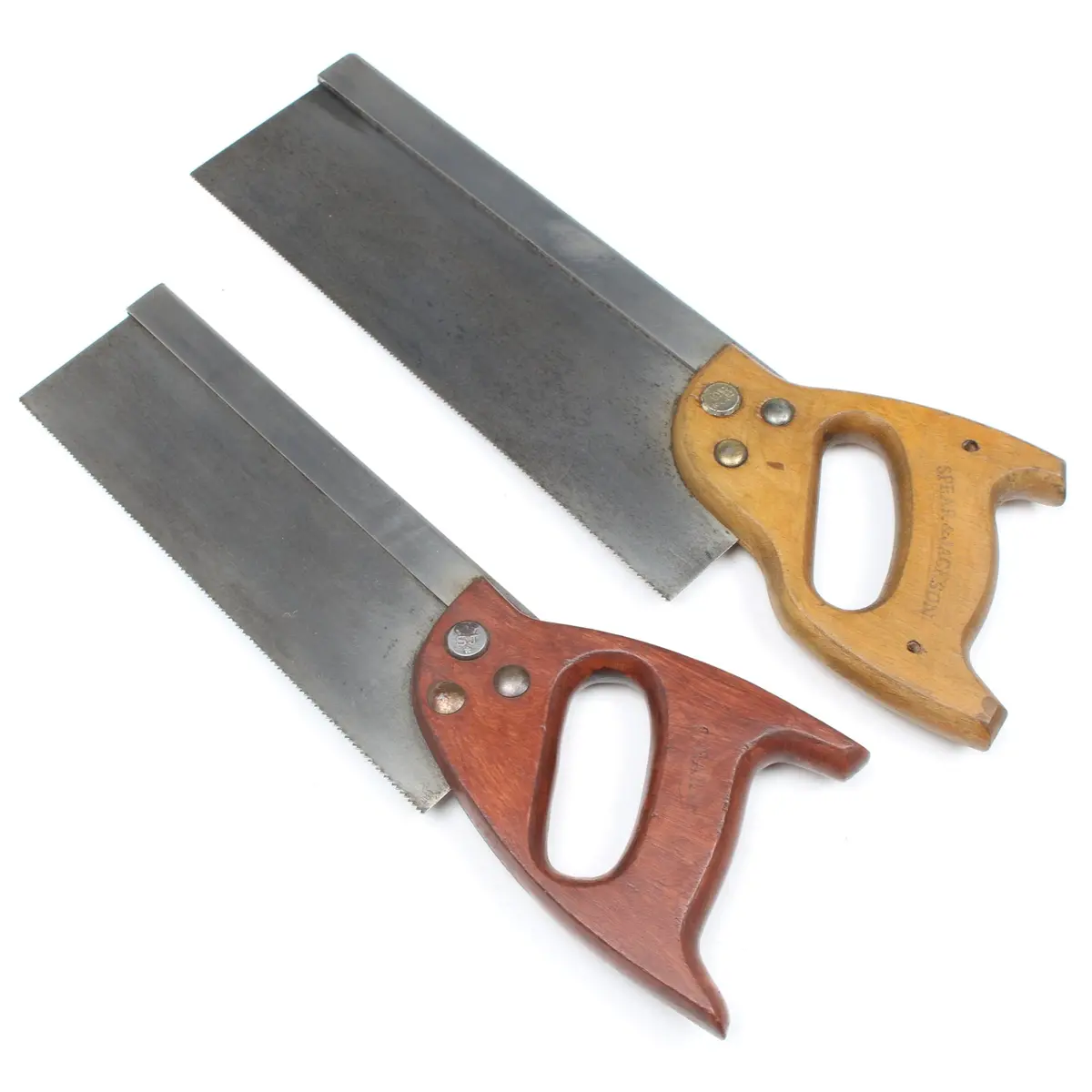 2X Vintage Spear & Jackson Saws - 10", 12" (Beech) 1