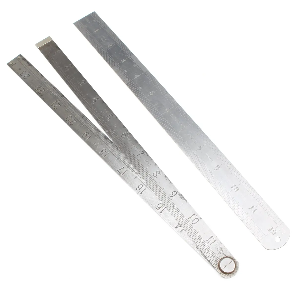 2X Rabone Chesterman Steel Rules - No's 52, 411Dr - 12" 1