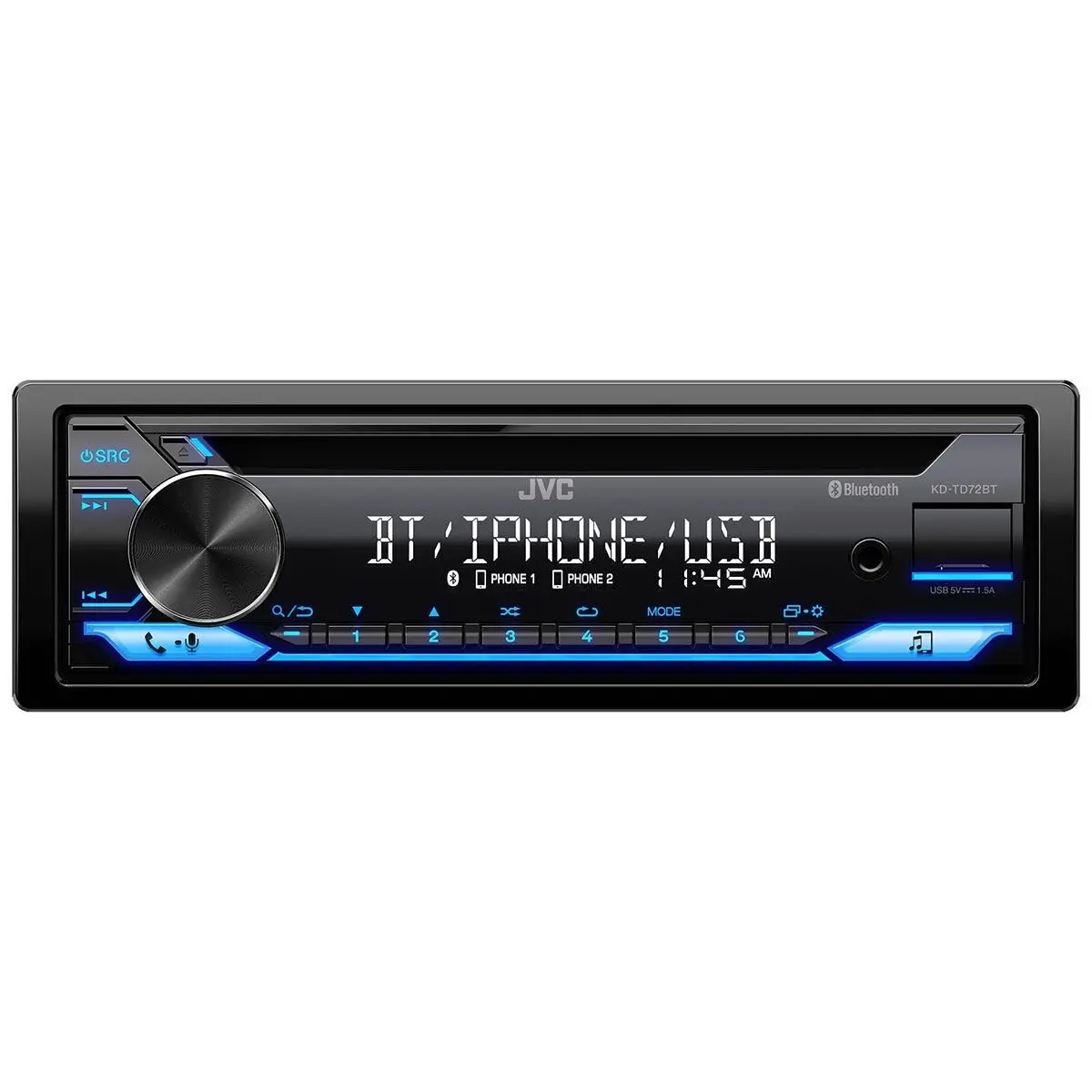 Jvc Single Din Am/Fm/Cd W/Bt & Usb (Kdtd72bt) 1