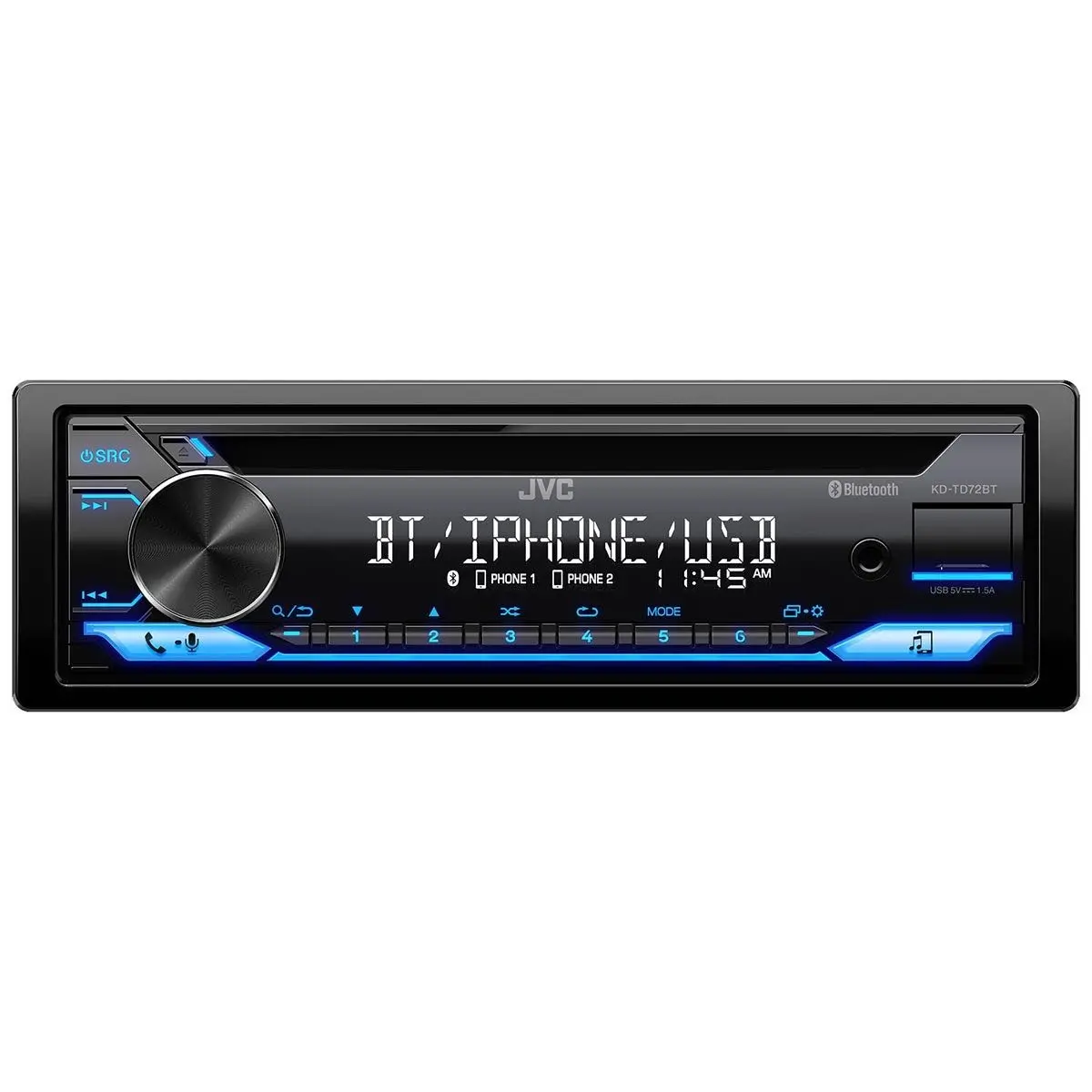 Jvc Single Din Am/Fm/Cd W/Bt & Usb (Kdtd72bt) 1
