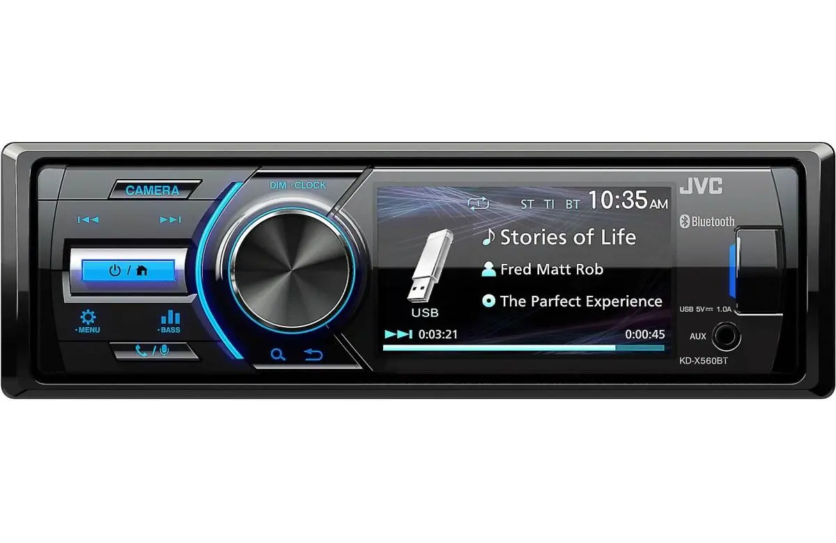 Jvc Single Din Mechless Power Sports Am/Fm 3" Color Screen Bluetooth (Kd-X560bt) 1