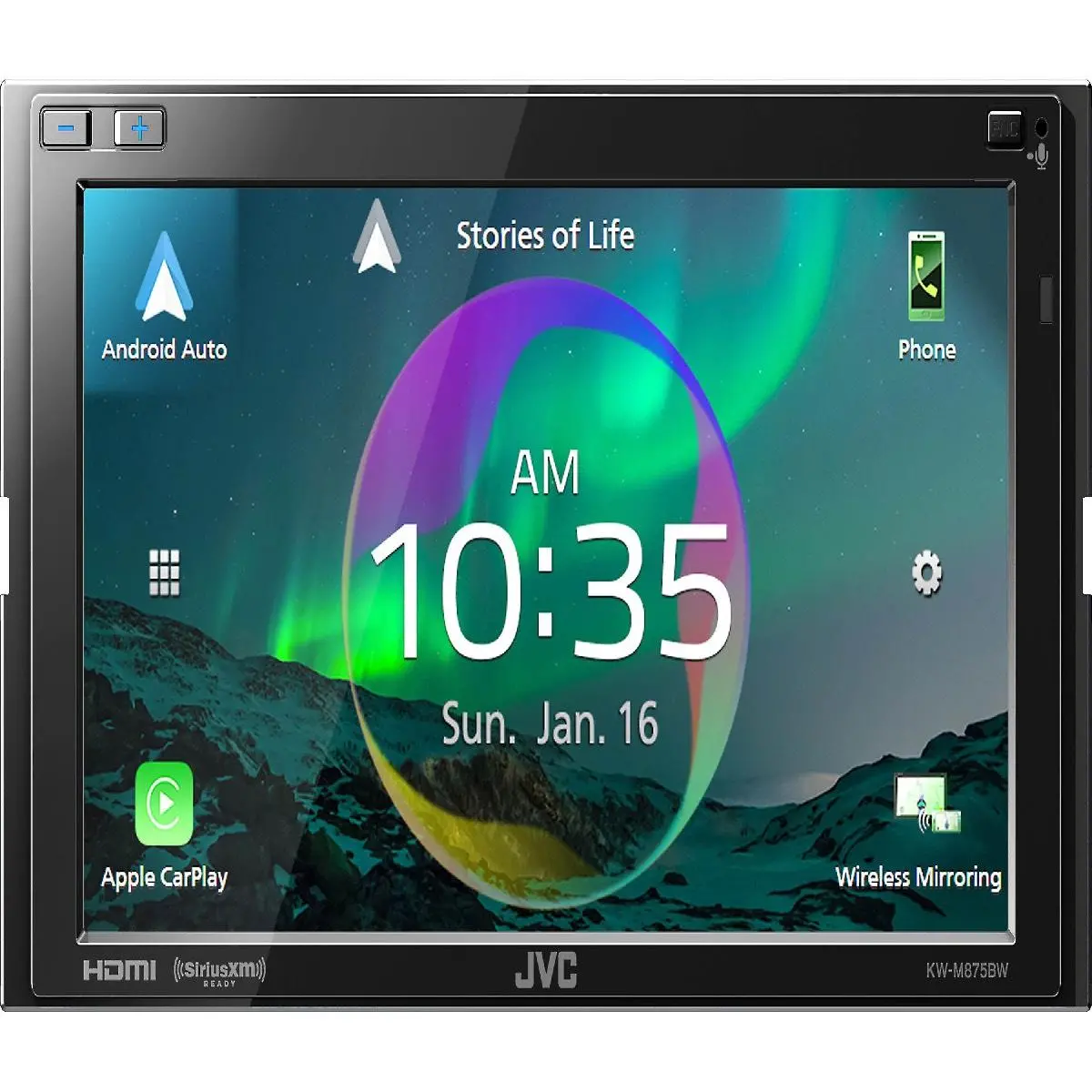 Jvc Double Din Mechless 6.8" With Wireless Apple Car Play & Android Auto (Kwm875bw) 1