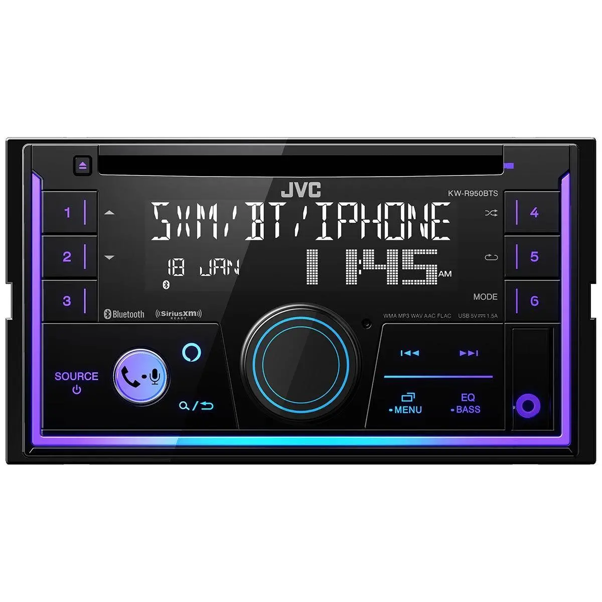 Jvc Double Din Am/Fm/Cd Bluetooth & Usb Siriusxm (Kwr950bts) 1