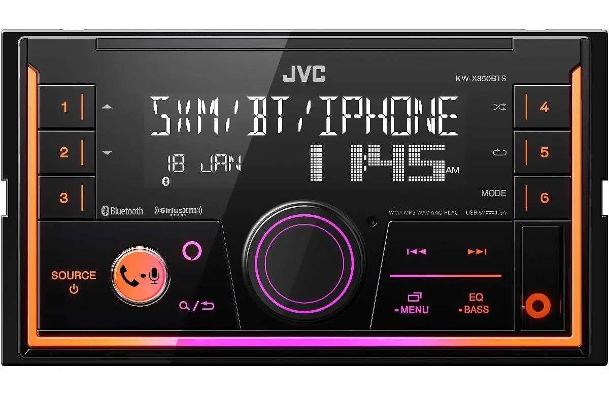 Jvc Double Din Am/Fm Mechless Bluetooth & Usb Siriusxm (Kwx850bts) 1