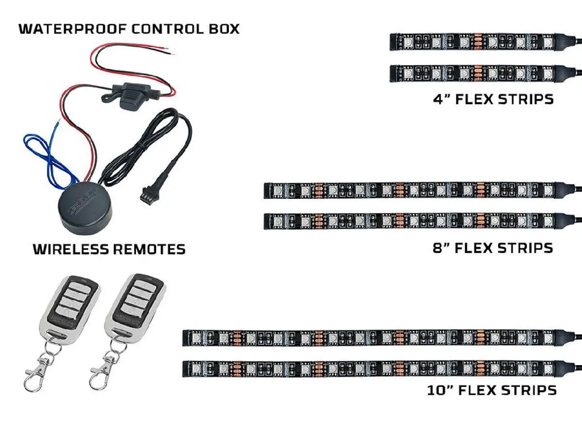 Ledglow 6 Piece Million Color Motorcycle Led Kit (Lu-Mc-Adv-M-6.3) 1