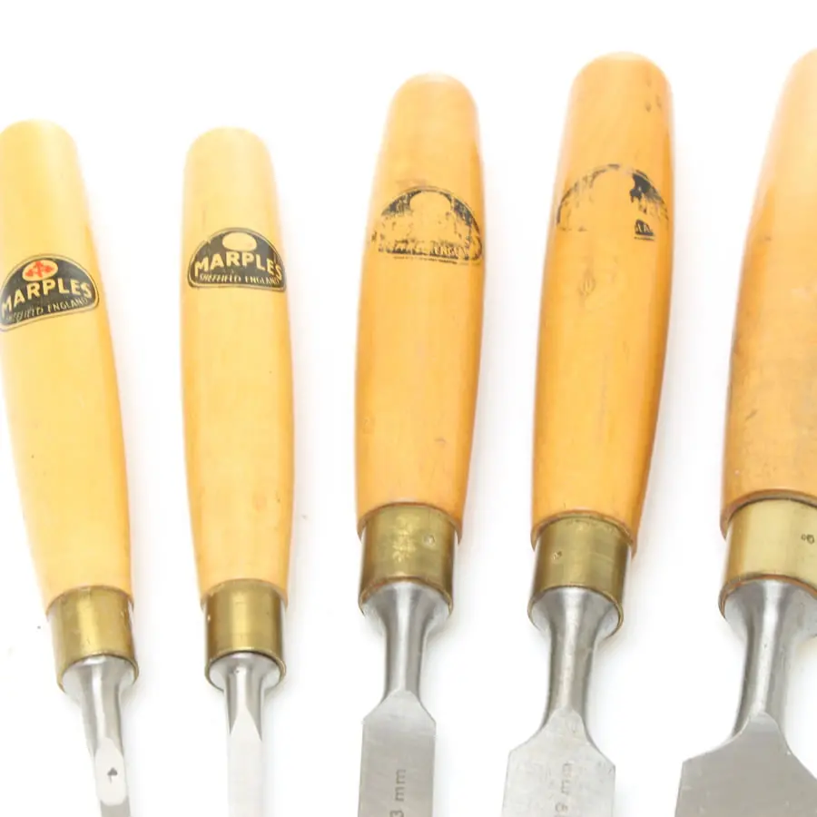 Sold - 5 Wm. Marples Firmer Chisels - Boxwood 2