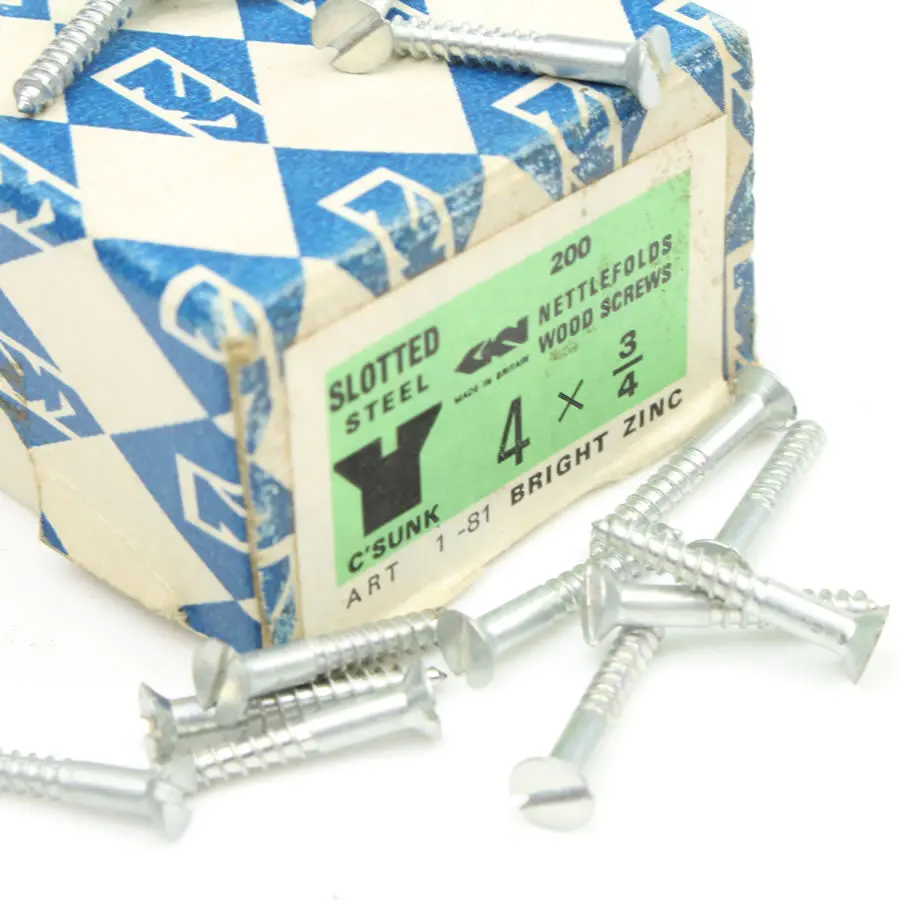 20 Nettlefolds Csk Bright Zinc Screws – 3/4 X 4 1