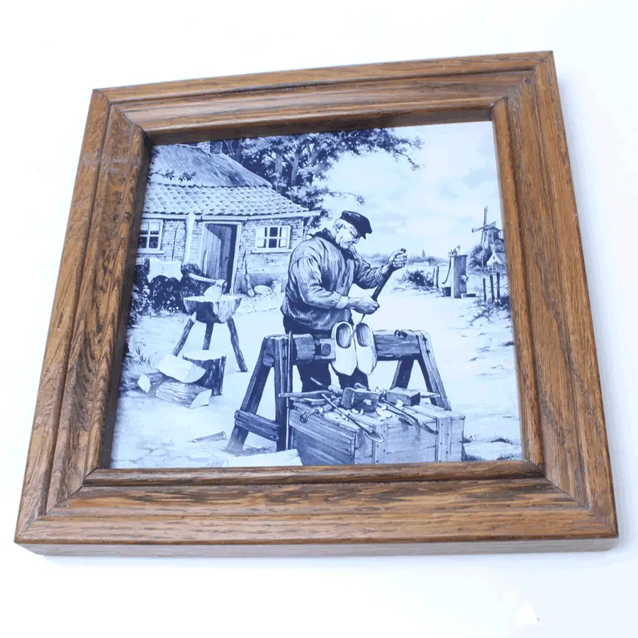 Old Clog Makers Framed Tile Picture 1